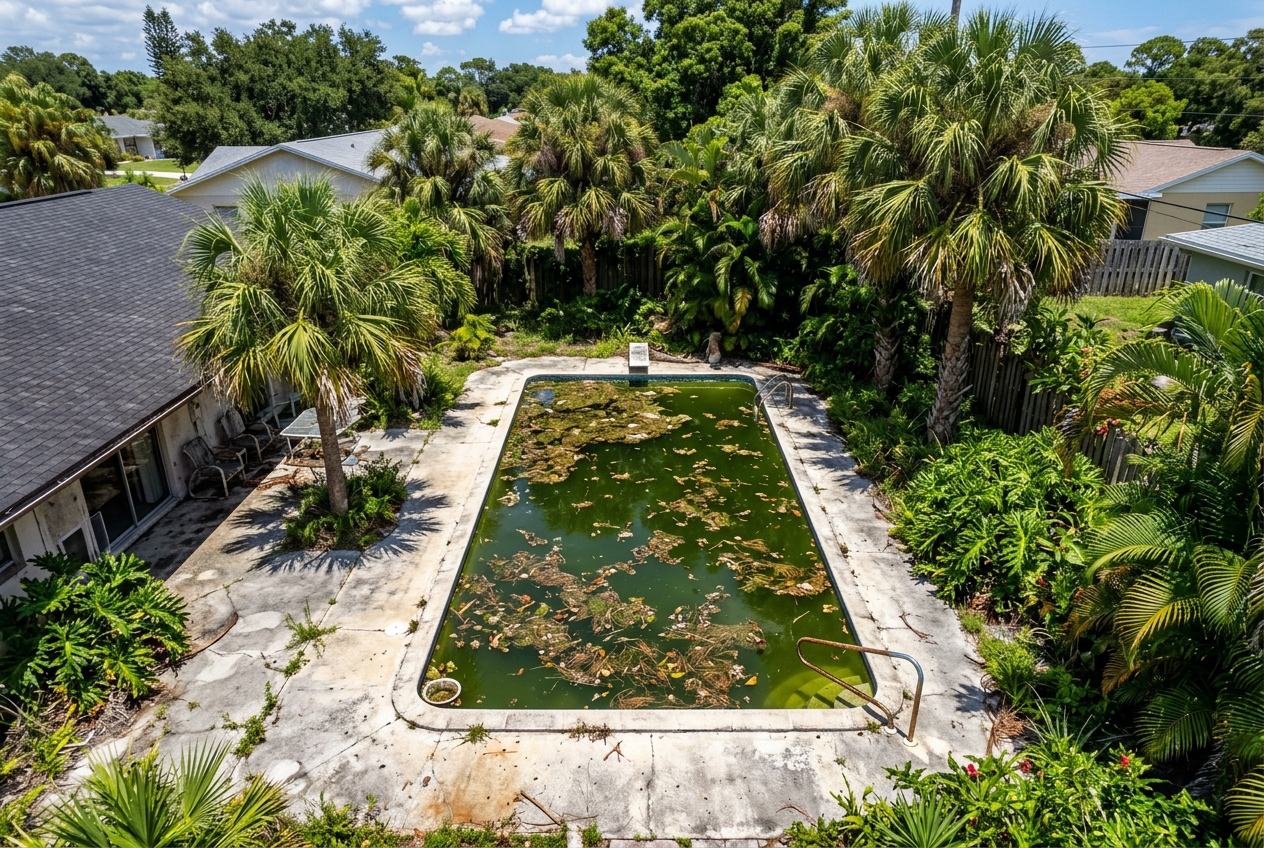 Pool before green-to-clean service